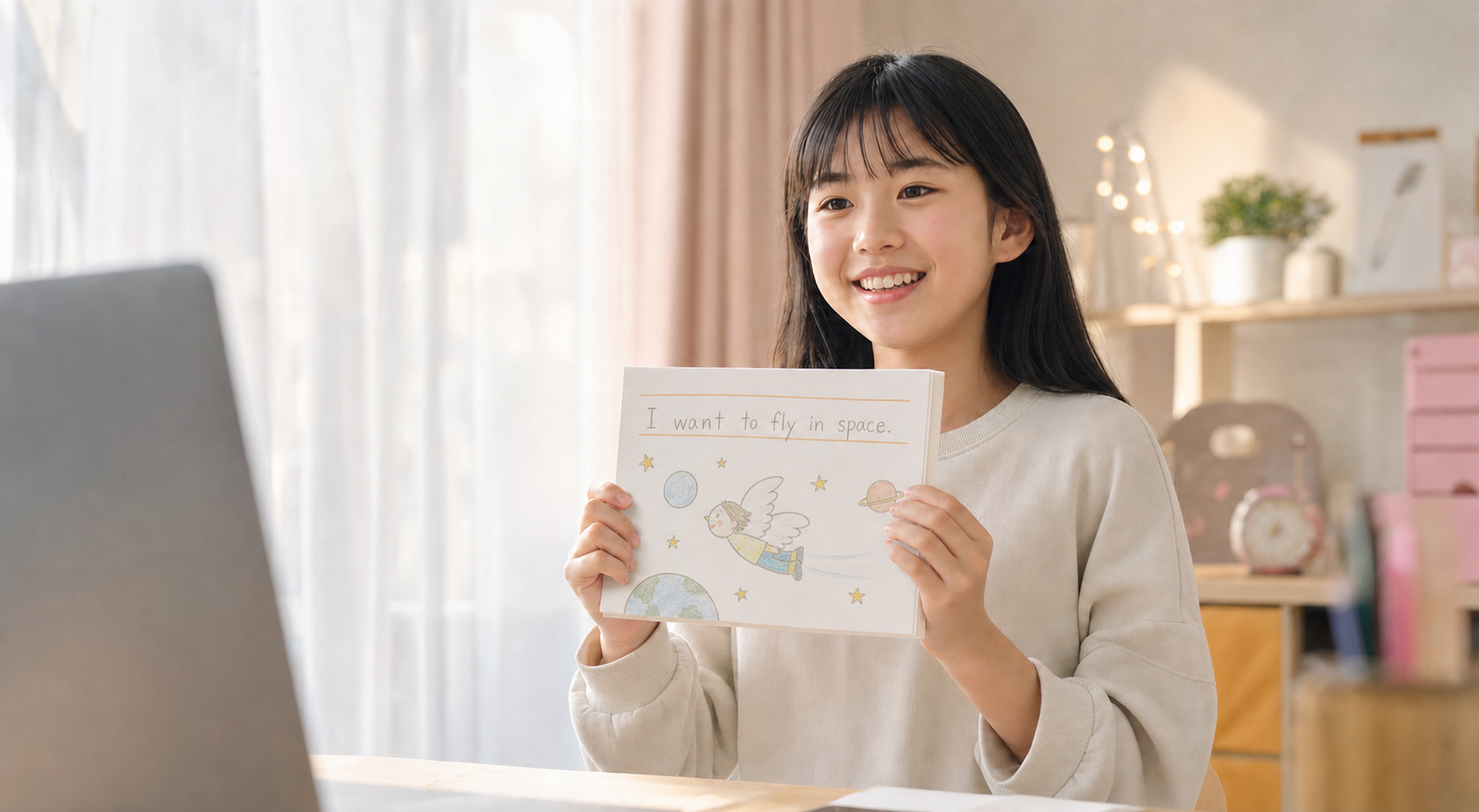 自分の考えを堂々と伝える小学生